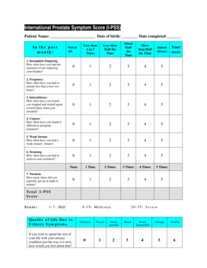 International Prostate Symptom Score  Form