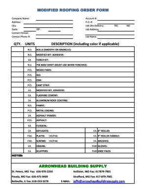 Roofing Order Form