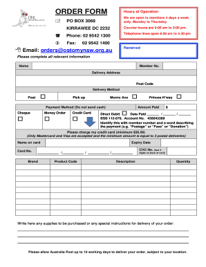 Ostomy Nsw Order Form