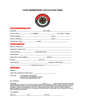 Fawu Membership  Form