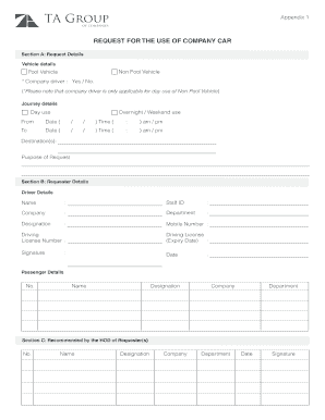 Company Vehicle Request Form