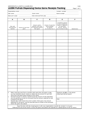  LG286 Pull Tab Dispensing Device Game Receipts Minnesota Gov Mn 2008