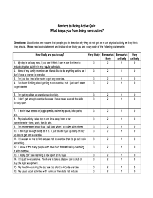 Barriers to Being Physically Active Quiz  Form