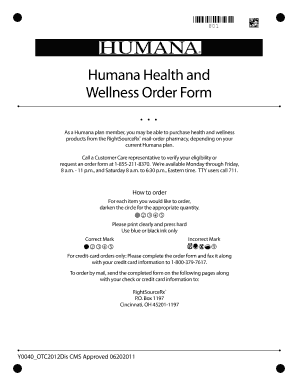 Humana Health and Wellness Order Form
