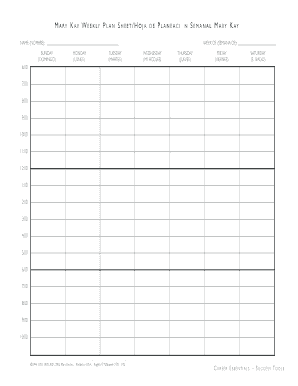 Mary Kay Weekly Plan Sheet  Form