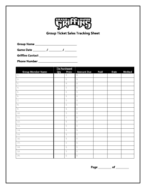 Raffle Ticket Tracking Spreadsheet  Form