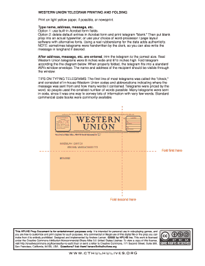 Western Union Telegrams  Form