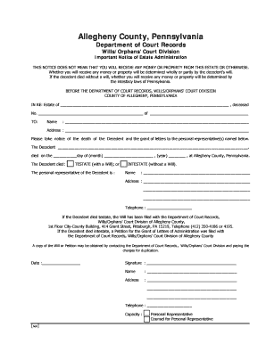 Allegheny County Probate Forms