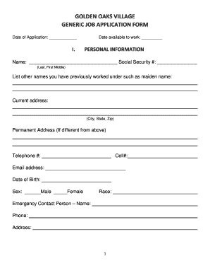 Generic Job Application  Form