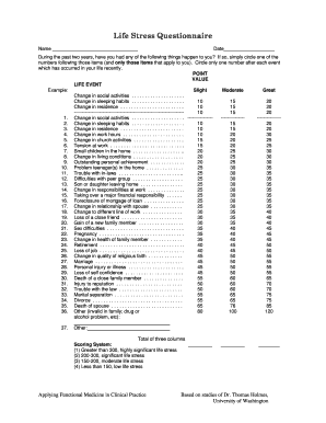 Stress Questionnaire  Form