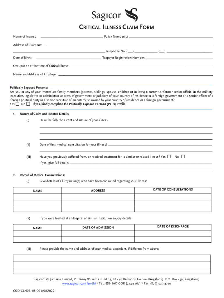 Critical Illness Claim Form