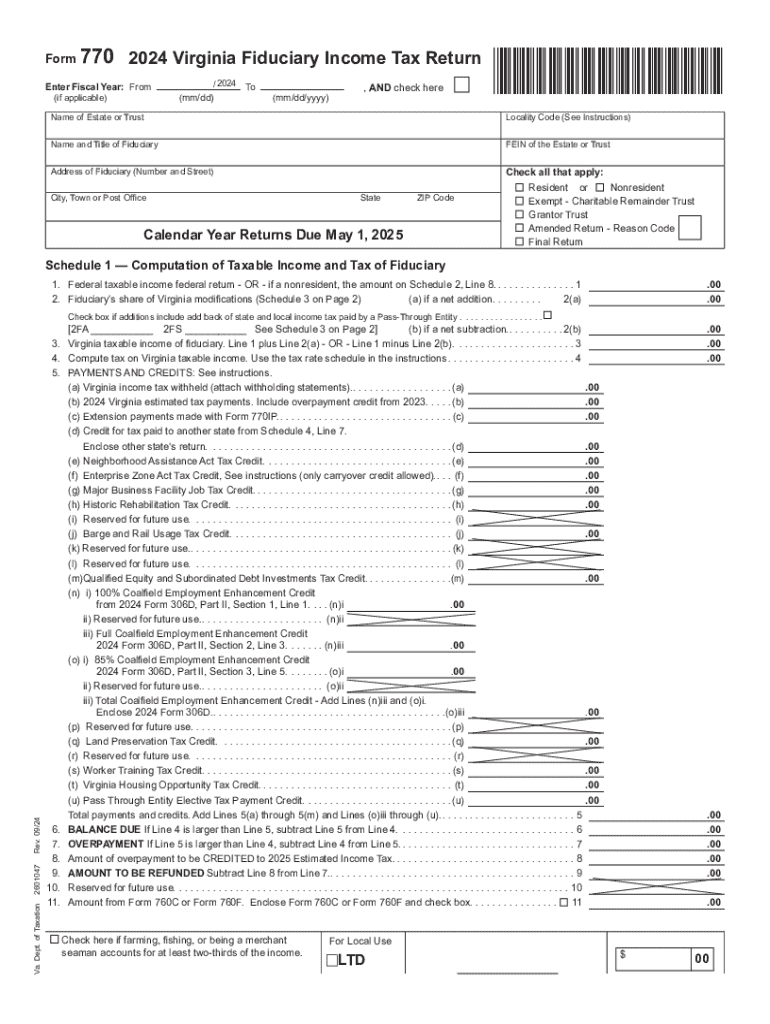  Virginia Fiduciary Income Tax Return 2025-2026