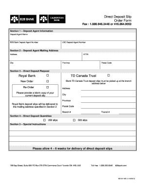 Td Deposit Slip  Form