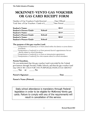 Mckinney Vento Gas Voucher Form