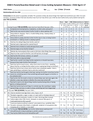 Dsm 5 Cross Cutting Symptom Measure Child  Form