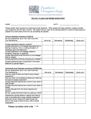 PELVIC FLOOR DISTRESS INVENTORY  Form