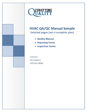 HVAC QAQC Manual Sample Quality &amp; Safety Plans First Time  Form