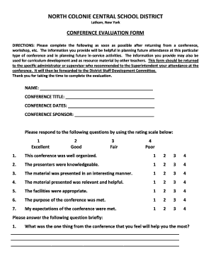 Conference Evaluation  Form
