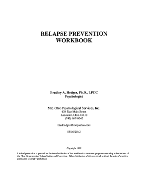 Relapse Prevention Workbook PDF  Form