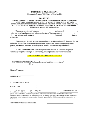 Community Property Agreement  Form