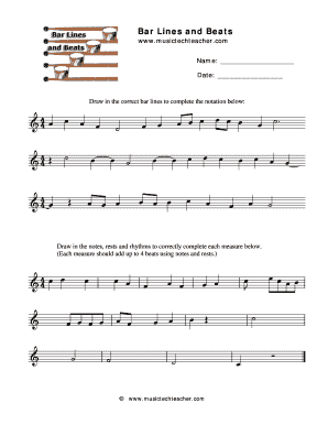 Bar Lines and Beats Answer Key  Form