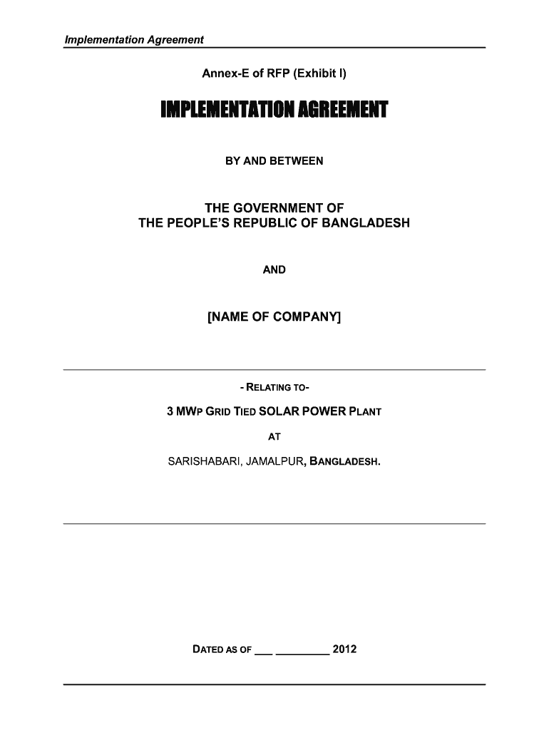 Implementation Agreement 3 Mwp Grid Tied Solar Power BPDB  Form