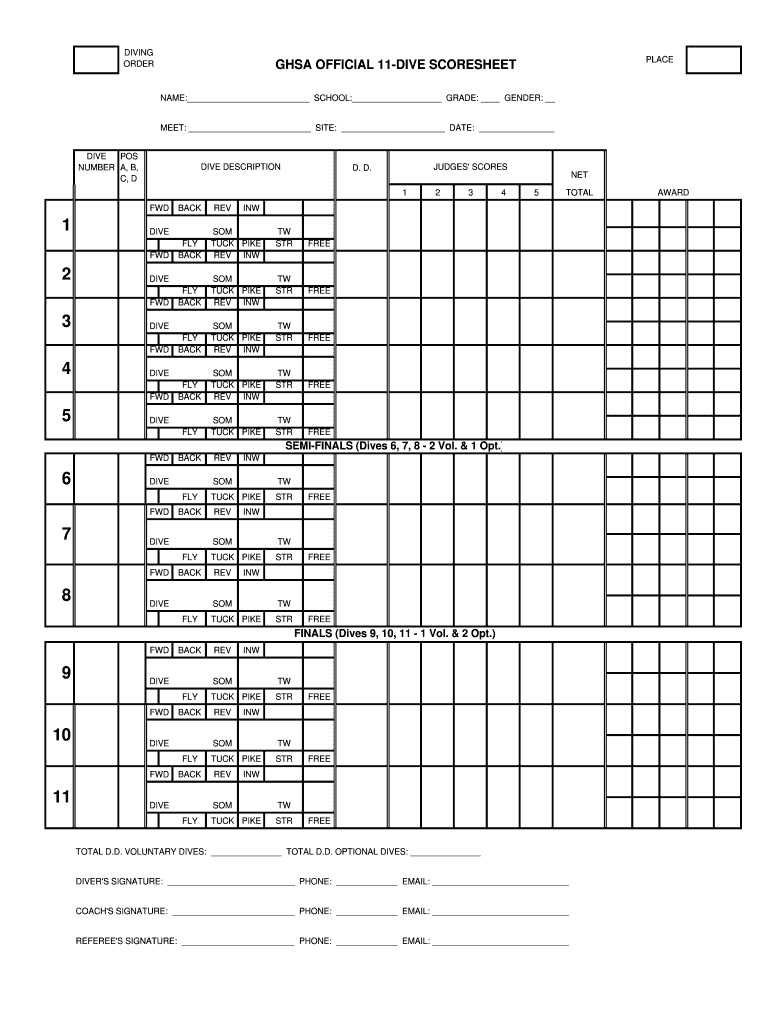 6 Dive Score Sheet  Form