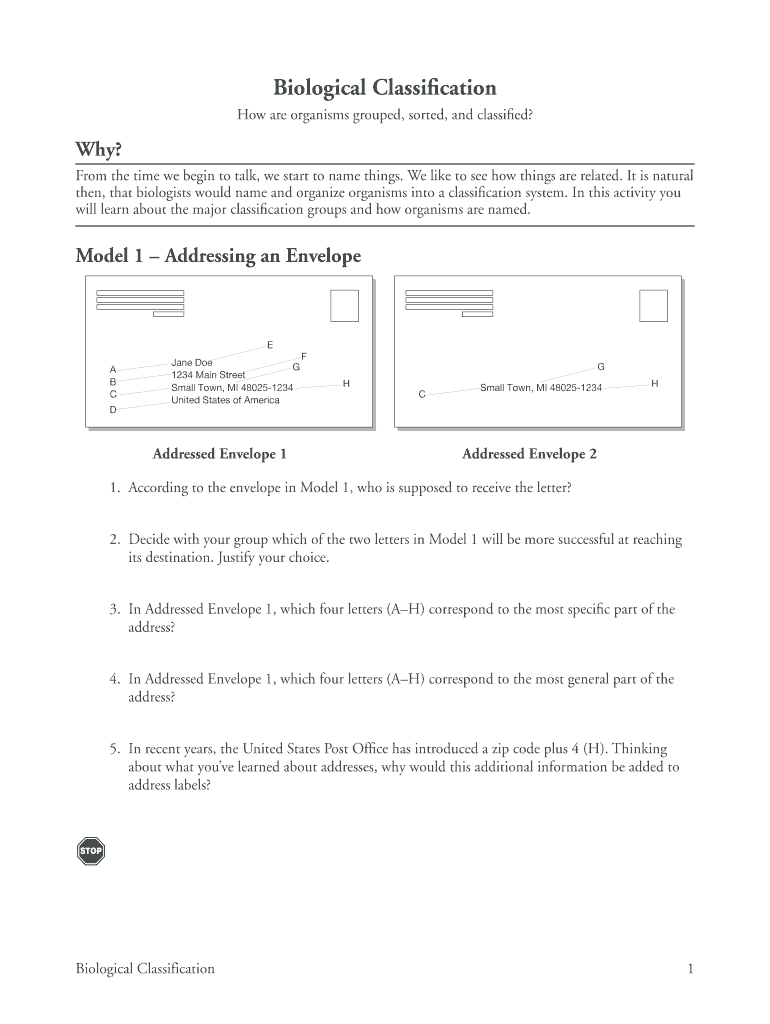 Biological Classification Pogil Answers  Form