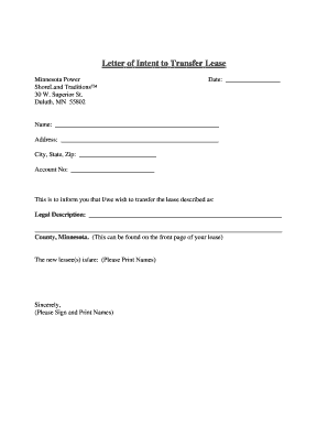 Lease Transfer Letter  Form