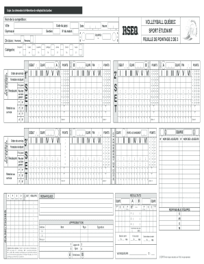 Feuille De Match Volley Ball PDF  Form