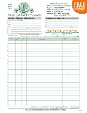 Click to Download PDF Order Form Seed Savers Exchange Seedsavers