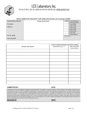 Vermiculite Testing Ontario  Form