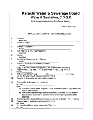 New Water Connection Application Form PDF