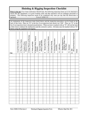 Rigging Inspection Checklist  Form