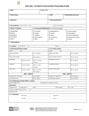 HICS 260 Patient Evacuation Tracking Form Emsa Ca