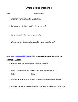 Mbti Worksheet  Form