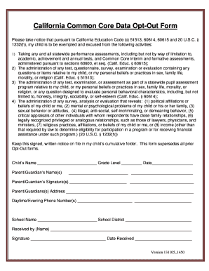 California Common Core Data Opt Out Form Cuacc