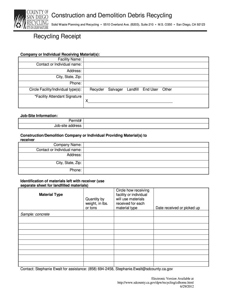 Scrap Metal Receipt Template  Form