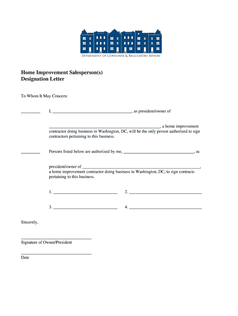 Home Improvement Letter  Form