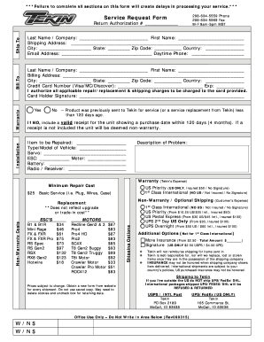 Tekin Customer Service  Form