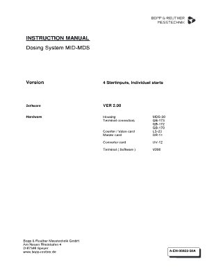 INSTRUCTION MANUAL Dosing System MID MDS DOC Bopp Reuther  Form