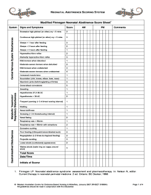 Neonatal Abstinence Score  Form