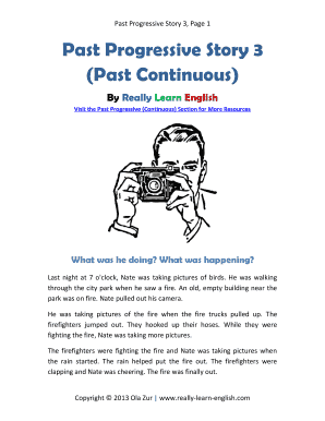 Past Continuous Tense Story PDF  Form