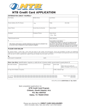 NTB Credit Card APPLICATION  Form