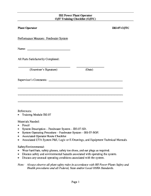 Ojt Training Checklist Template  Form