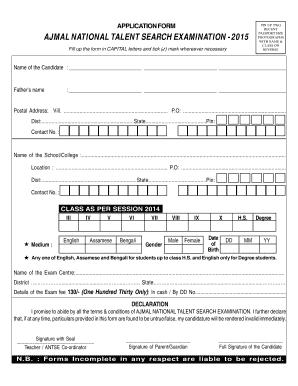 Ajmal Talent Exam Result  Form