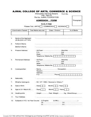 Ajmal Foundation Admission Fees  Form