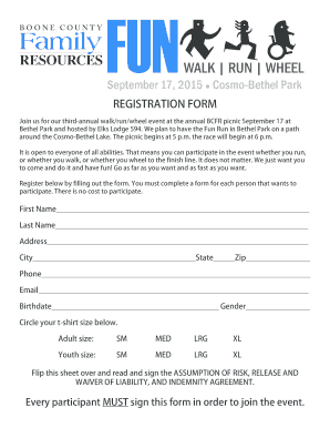 Fun Run Registration Form