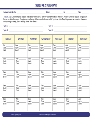 Seizure Calendar  Form