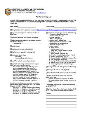 California State Fire Marshal Plan Review  Form